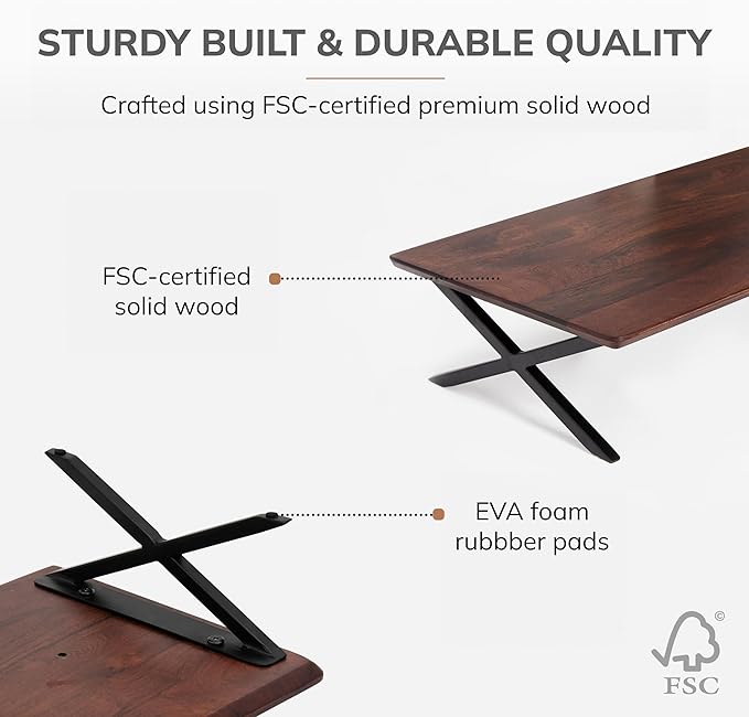 Anji Mountain Monitor Stand - Desktop Organizer & Laptop Riser, Ergonomic Monitor Riser, Space-Saving Monitor Stand for Desk, Durable Construction, Easy Assembly, Ideal for Home & Office,Walnut