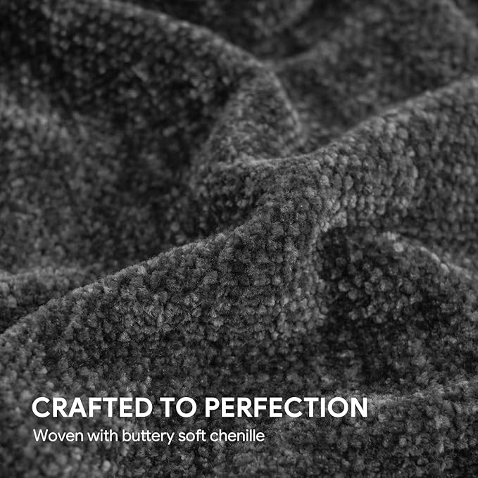 RECYCO Throw Blanket Soft Cozy Chenille Throw Blanket with Fringe Tassel for Couch Sofa Chair Bed Living Room Gift (Dark Gray, 60" x 80")