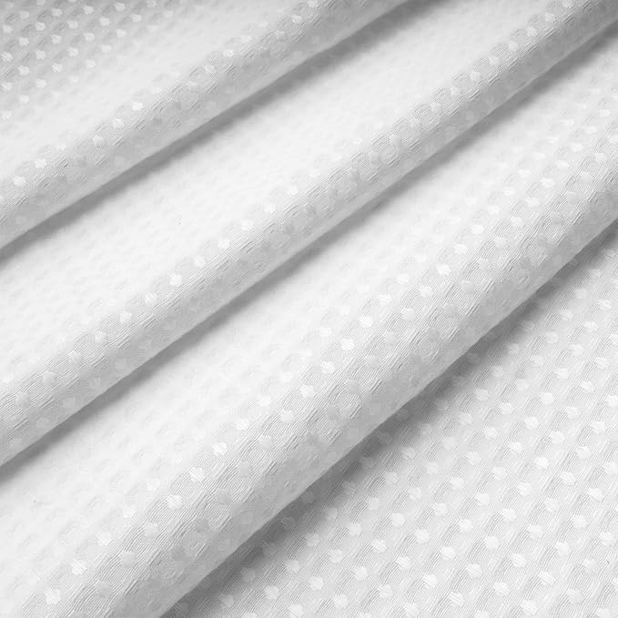 N&Y HOME Stall Waffle Shower Curtain with Snap-in Fabric Liner & Hooks Set - 54" x 78" Shower Stall Size, Hotel Style & Mesh Top Window, Machine Washable - 54x78, White