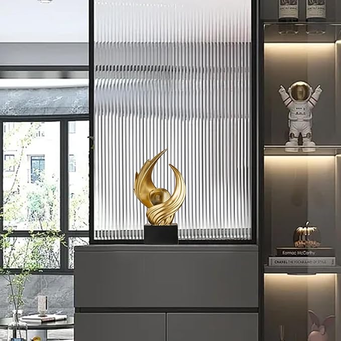 Abstract Art Sculpture, Resin Gold Decorative Statue, Modern White Ornaments for Living Room, Decorativas Modernas for Coffee Table, Entryway & Office Collectibles (Gold)