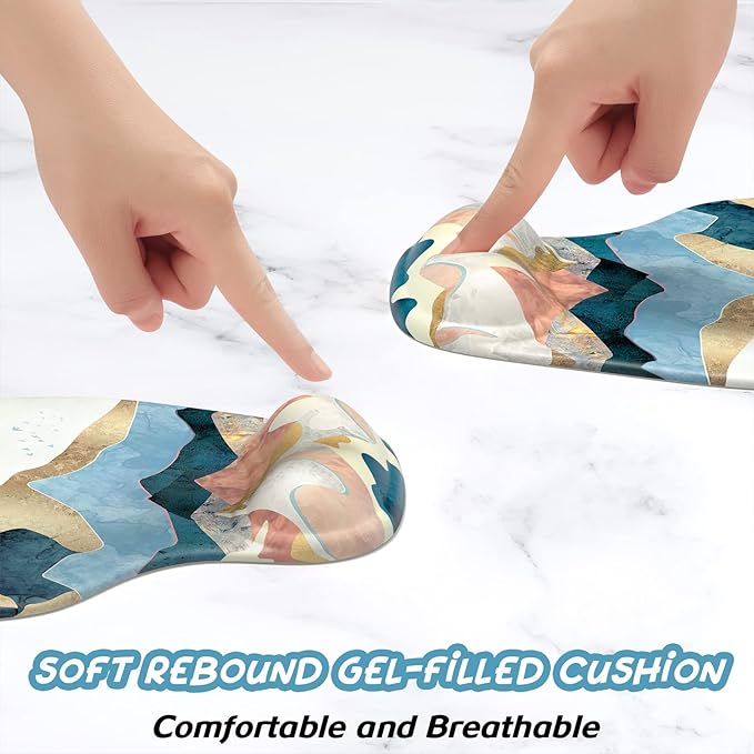 Hsurbtra Ergonomic Mouse Pad with Wrist Rest Support, Gel Mouse Pads with Non-Slip PU Base, Pain Relief Memory Foam Computer Mat, Cute Office Supplies Desk Decro Accessories, Sunset