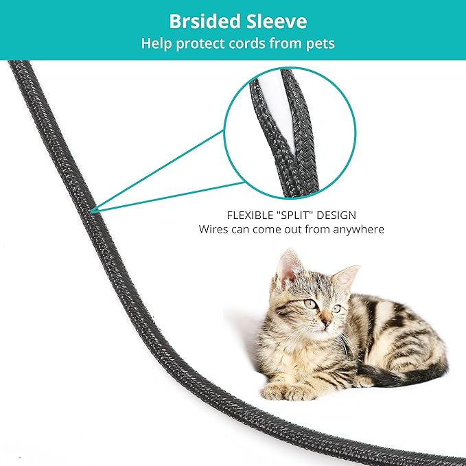 ZhiYo 20ft - 1/4 inch Cable Sleeve, Cord Wrap Wire Protector Tubing for Pets, PC Cable Wrap, Computer Cable Management Sleeve - Black