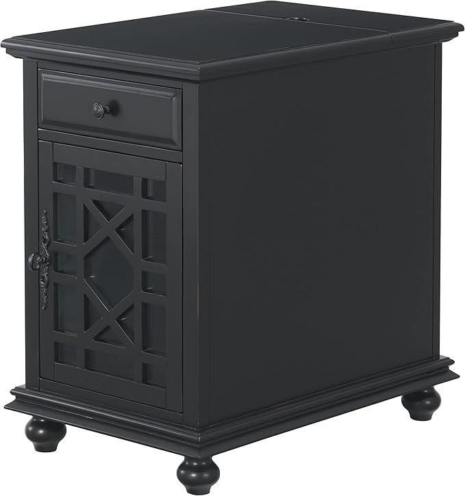 Martin Svensson Home Elegant Chairside End Table, 24 in x 16 in x 25 in, Antique Black