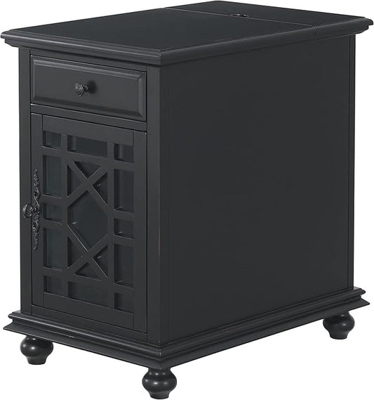 Martin Svensson Home Elegant Chairside End Table, 24 in x 16 in x 25 in, Antique Black
