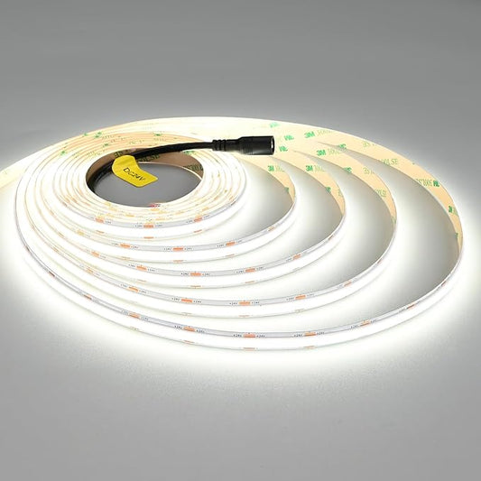 JOYLIT 24V Super Bright COB LED Strip Lights 16.4FT/5M 5000K White Indoor, UL Listed 288LEDs/M, 670LM/FT, CRI 92+, 120° Beam Angle Professional Tape Lighting for Home,Commercial(No Power Supply)