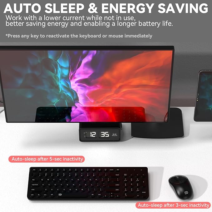 Wireless Keyboard and Mouse Combo, FD iK6630 2.4GHz Cordless Cute Round Key Set Smart Power-Saving Quiet Slim Combo for Laptop, Computer,TV and Mac