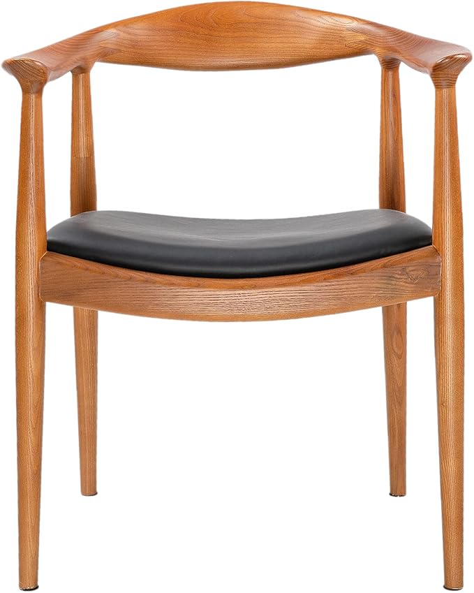 Kennedy Armchair Upholstered Dining Chair, Presidential Mid-Century Modern Accent Chair in Chestnut