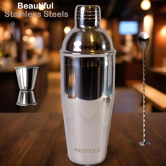 10-Piece Cocktail Shaker Bartender Kit - Elegant Drink Mixer Set Muddler Jigger Strainer, Dishwasher Safe, for Housewarming, Drink Mixer Fans, Lovers, Family, Friends