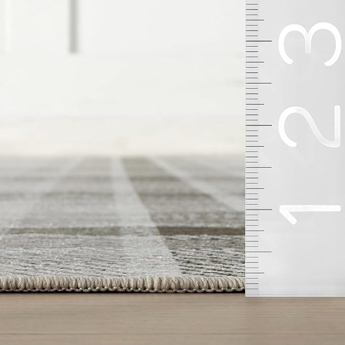 Dash & Albert Andri Plaid Black Machine Washable Rug, Runner-2.5 X 8 Feet, Black/White Plaid Pattern