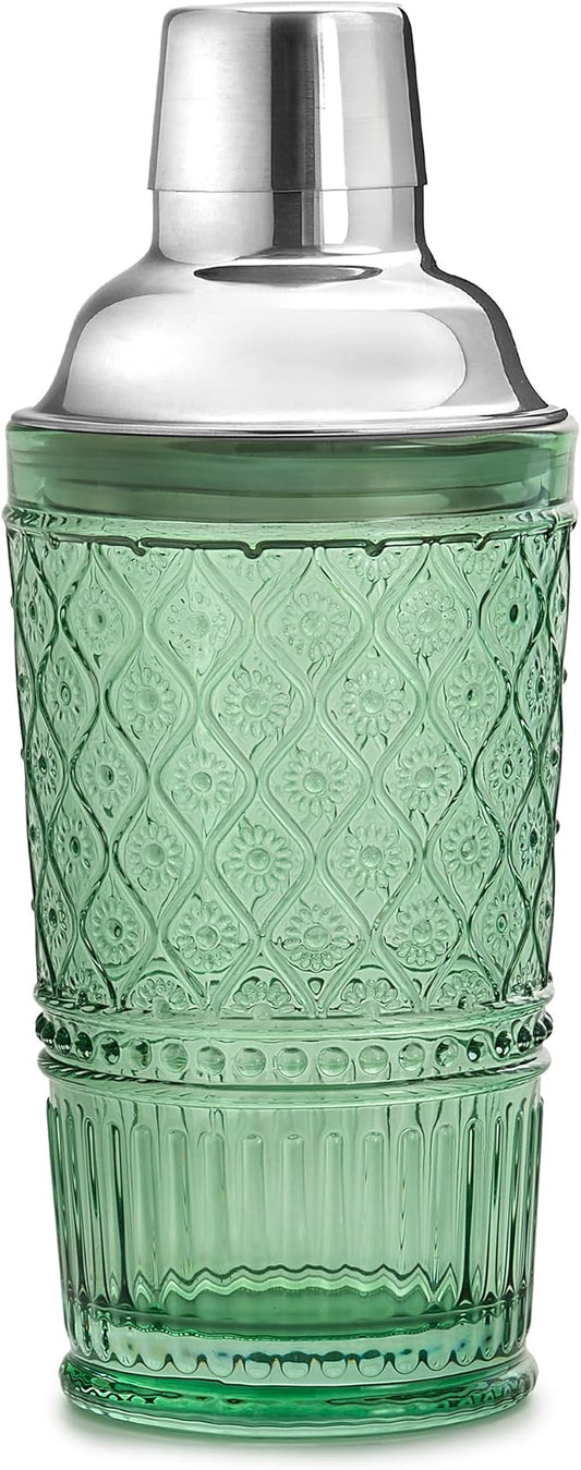 Godinger Cocktail Shaker, Martini Shaker, Glass Cocktail Shaker, Vintage Decor - 17oz, Claro Collection, Sage