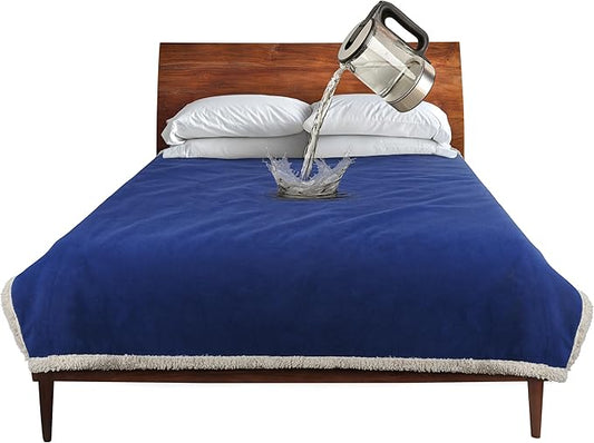 Catalonia Waterproof Washable Leakproof Bed Cover for Couples, Reversible Protector for Bed Couch Sofa, Stain Proof Pad for Adults, 50X60 inches, Navy