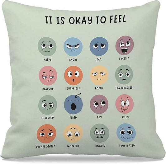 Nogrit Counseling Office Must Haves Pillow Cover, Calming Corner, Mental Health Pillowcase Decor for Home Kids,Mental Health Counselor Gifts, Calming Corner Pillow Covers 24x24 Green