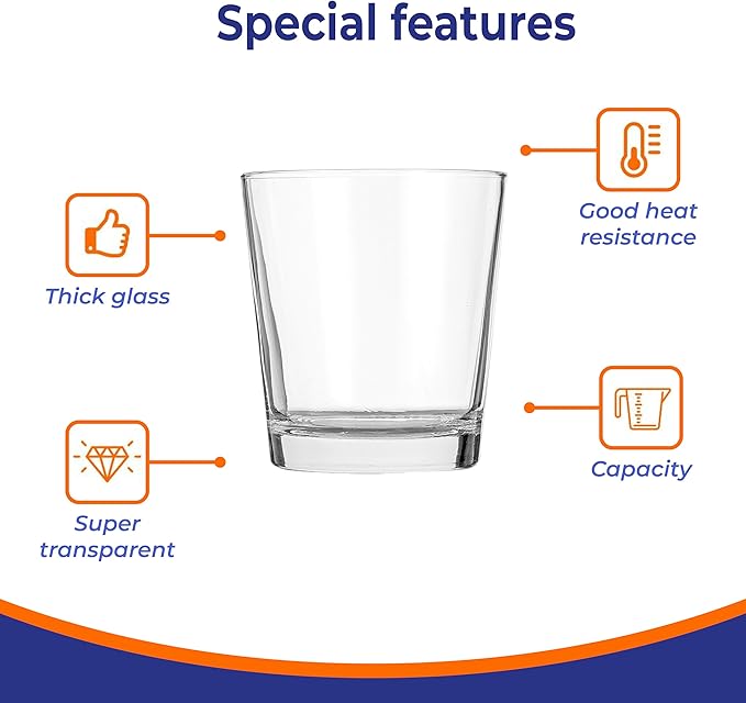 12.85 oz Highball Glasses, 6pc Water Glasses Drinking Set Thick Heavy Base, Glassware for Mojito, Juice, Milk, Mixed Drink|Dishwasher Safe