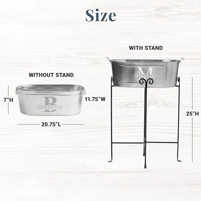 Let's Make Memories Personalized Beverage Tub - Custom Beverage Tub - Customize With Name & Initial - Galvanized Drink Tub - 20 ¾"L x 11 ¾"W x 7" H - 5.5 Gallons