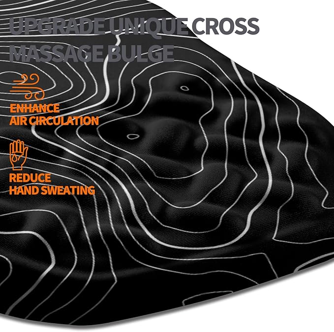 Ergonomic Slope Mouse Pad Wrist Support, Wrist Rest Mousepad for Carpal Tunnel Pain Relief with Massage Bulge and Slow Rebound Memory Foam (12x8 inch, Black Contour Lines)