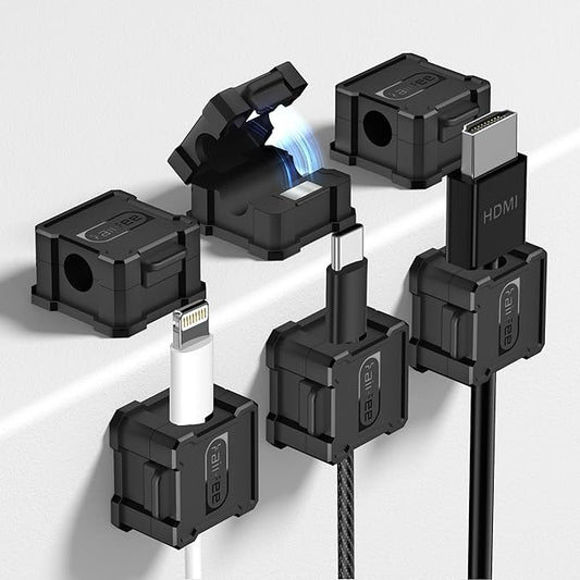 6 Pack Magnetic Cable Clips [Cable Smooth Adjustable] Cord Holder,Under Desk Cable Management,Kailfee Adhesive Wire Holder Keeper Organizer for Home | Office | Car | Desk | Nightstand | Strong Magnet