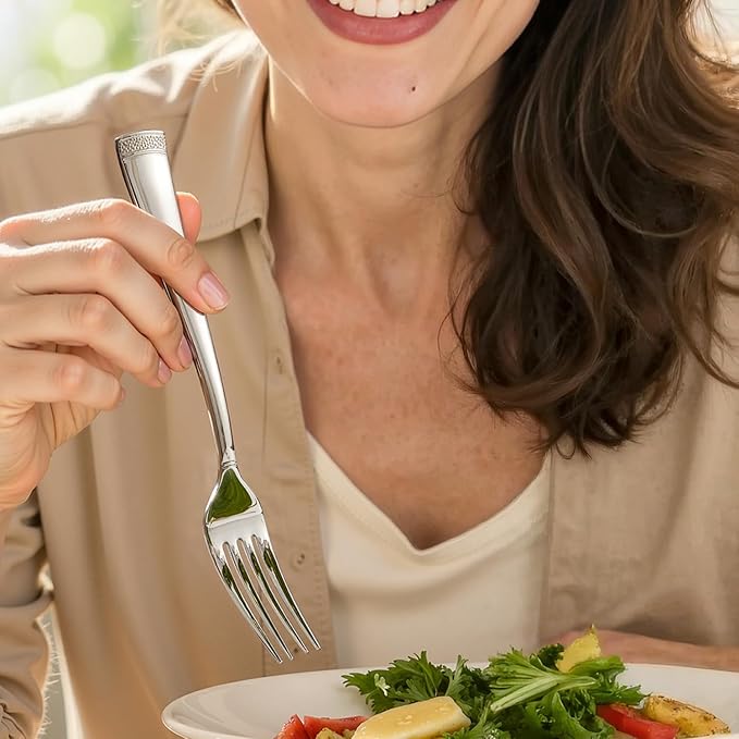 KINGSTONE Silverware Set, 60-Piece Flatware Set for 12, 18/10 Stainless Steel Cutlery Set with Bead Edge, Utensil for Kitchen, Home, Party, Wedding, Mirror Polished, Dishwasher Safe, Featured Gifts