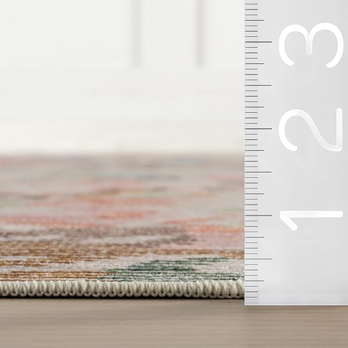 Dash & Albert Bloom Multi Machine Washable Rug, Runner-2.5 X 8 Feet, Blue/Ivory Floral Pattern