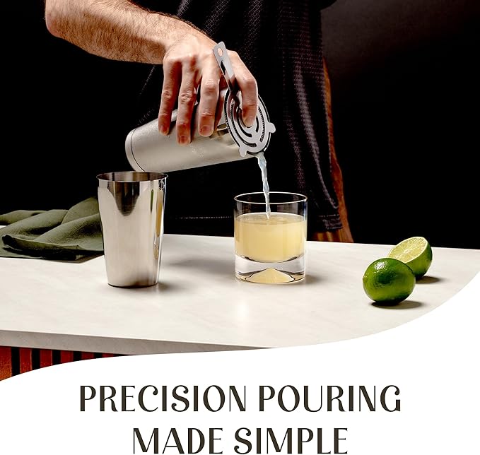 Mixology & Craft Cocktail Shaker Set - 11-Piece Bar Accessories Kit w/Weighted Boston Shaker, Strainer, Jigger, Muddler and More - Home Bartending Tools, Accessories for Bartender, Silver﻿