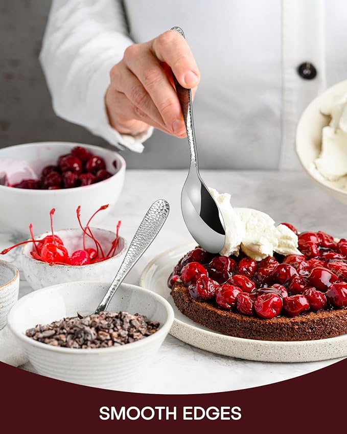 Hammered Silverware Set, EUIRIO 20-Piece Heavy Duty Cutlery Set for 4, Stainless Steel Flatware Set, Food-Grade Utensil Sets Includes Spoons Forks and Knives, Mirror Finish Dishwasher Safe