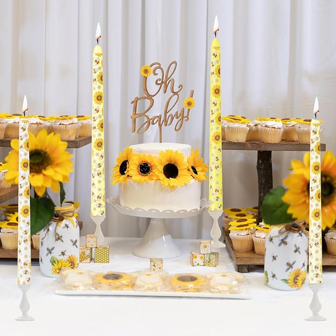 10 Inch Bee Taper Candles Long Tapered Candlesticks for Baby Shower Bee Themed Party Supplies What Will It Bee Gender Reveal Decorations
