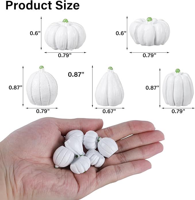 winemana Mini Pumpkins Fall Decorations- 80 Pack Small Fake Pumpkins for Decorating, Thanksgiving Table Centerpieces, Autumn Harvest Home Office Decor, DIY Crafts, Vase Bowls Basket & Fillers (White)