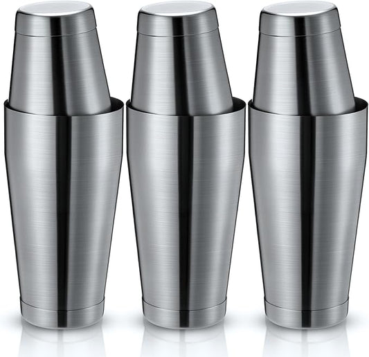 Sabary 6 Pcs Cocktail Shakers Professional Bar Shaker Boston Set Stainless Steel Martini Drink Mixer Basic Tool Weighted Shake Metal Can Cocktail Shaker Set, 18 Oz, 28 oz (Sanding Silver)
