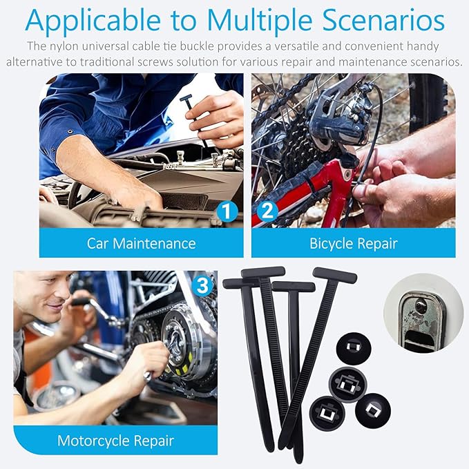 2026 Upgraded Nylon Universal Cable Tie Buckle, Heavy Duty Self-Locking Rivet Zip Ties, Multifunctional Cable Tie Buckle for Car Daily Repair, Home, Office, Garden, Workshop(150Pcs)