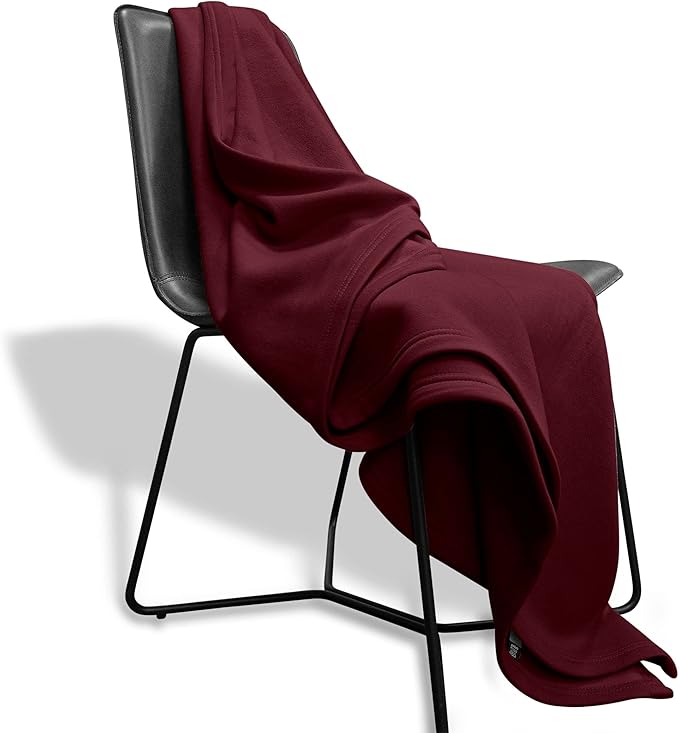 MV Sport Lightweight Sweatshirt Blanket Throw – Warm & Cozy, Breathable Oversized Fleece Knit, Couch, Bed, Travel, Cold Nights, and Outdoors – Soft Light Weight Blanket 54" x 84" Crimson