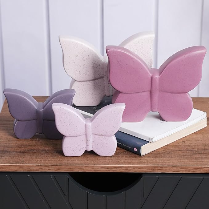 2pcs Butterfly Decor Statue Animal Figurine Gifts Modern Arts Ceramic Sculpture 4.7 inch