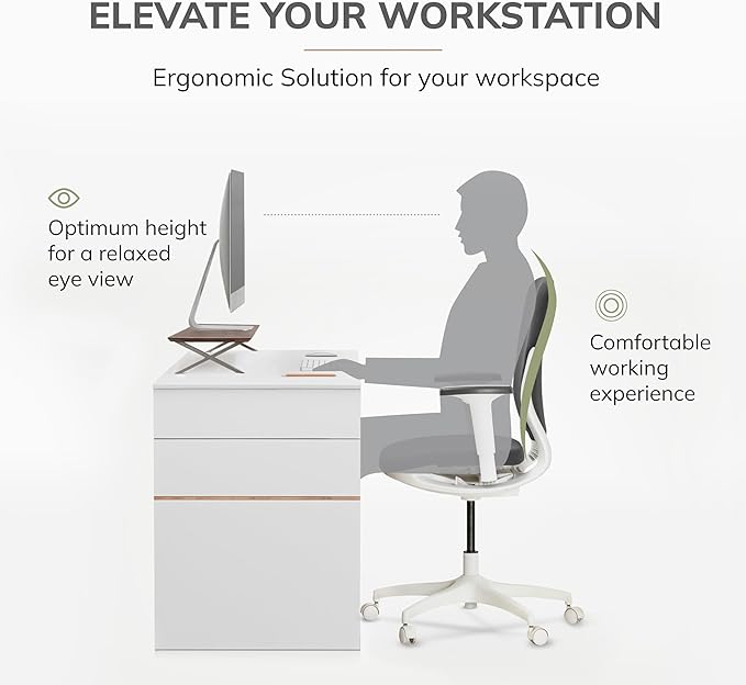 Anji Mountain Monitor Stand - Desktop Organizer & Laptop Riser, Ergonomic Monitor Riser, Space-Saving Monitor Stand for Desk, Durable Construction, Easy Assembly, Ideal for Home & Office,Walnut