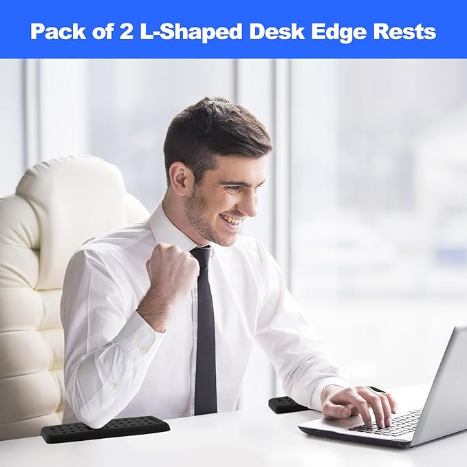 Pack of 2 L-Shaped Desk Edge Rests, Ergonomic Elbow Pads Non-Slip Elbow Cushion, Memory Foam Wrist Rests Cushion for Elbow Fatigue Relief in The Office, Home and Classroom