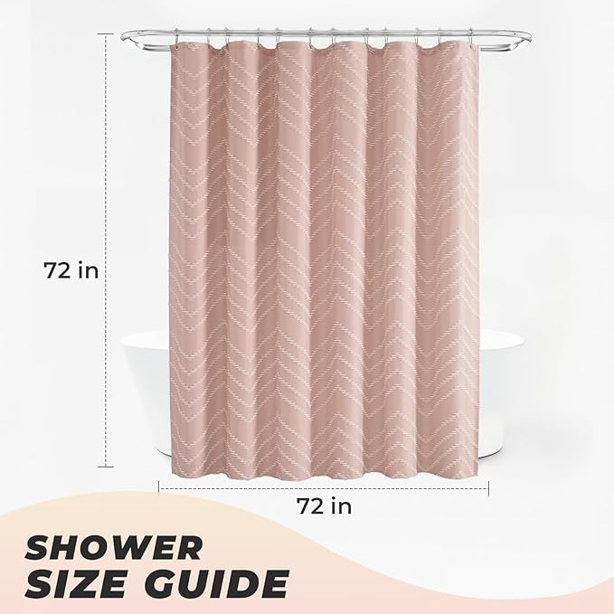 Blush Pink Boho Shower Curtain Cute Shower Curtain Modern Farmhouse Textured Chevron Striped Minimalist Bathroom Shower Curtains