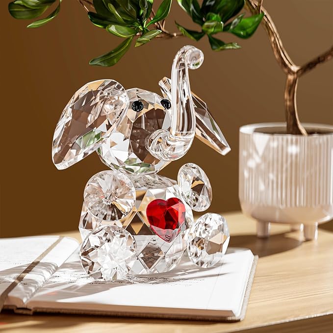 YWHL Cute Crystal Elephant Gifts for Women, Handmade White Elephant Gift Ideas, Small Drunk Animal Decor, Figurine Collection for Home Decoration