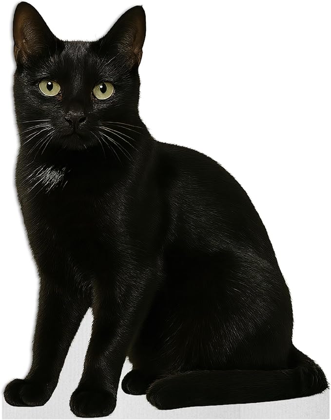 Black Cat Life Size Standee - 2FT Freestanding Coroplast Cutouts | Pets Animal Standup Photo Booths, Birthday & Halloween Decorations