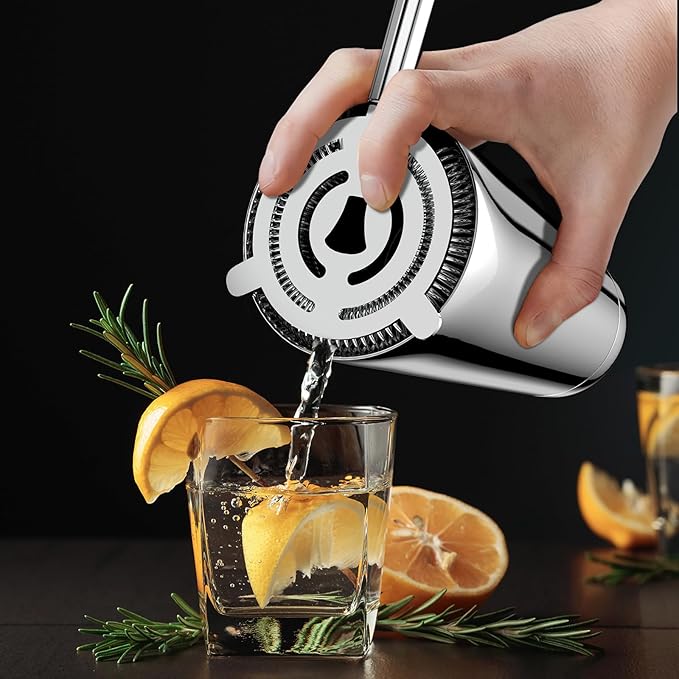 IOV Boston Cocktail Shaker Set, 18oz & 28oz Stainless Steel Weighted Shaker Tins, Metal Martini Drink Mixer for Bartending, Professional Bar Tools with Cocktail Recipe Guide