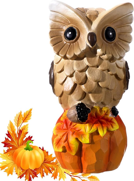 Owl Fall Decor Resin Fall Pumpkin Table Centerpieces Thanksgiving Day Table Decoration Country Style Owl on Pumpkin Autumns Home Garden Holiday Decor