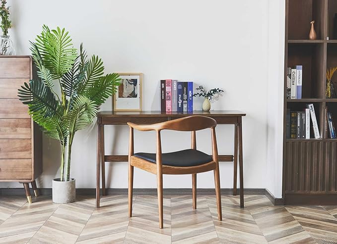 Kennedy Armchair Upholstered Dining Chair, Presidential Mid-Century Modern Accent Chair in Chestnut