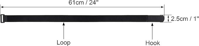 12 Pack 1 x 24 Inches Hook and Loop Reusable Fastening Cable Tie Down Straps by Wisdompro - Reusable, Durable Functional Cinch Strap to Keep Your Home, Office, Workspace from Tangled Messes of Cords