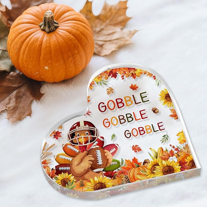 Thanksgiving Home Decorations 3.9 Inch Thanksgiving Plaque Acrylic Thanksgivings Decor Plaques for Family Friends Table Decor-style 2