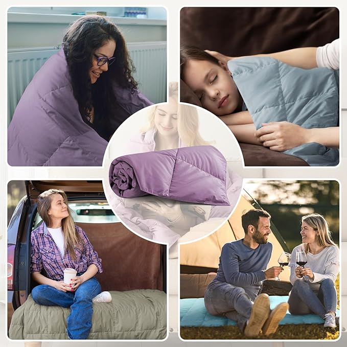 Peace nest Down Throw Blankets for Couch 50x70” Down Blanket for Indoor and Outdoor Throw Blanket use Soft Lightweight Throw Blanket Light Purple
