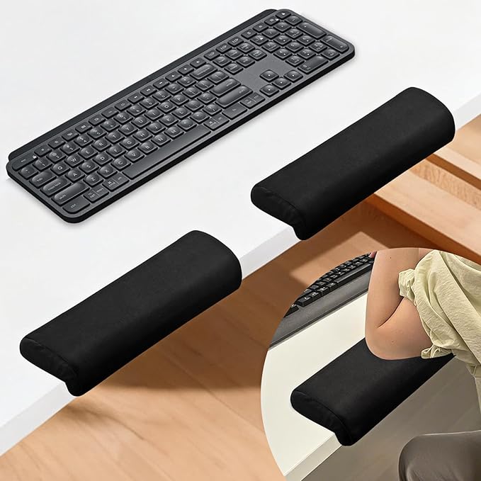 2 PCS Desk Elbow Pad L-Shape Desk Edge Cushion Ergonomic Desk Wrist Pad with High Density Foam Non-Slip Desk Arm Rest Pad for Offices Studios Gaming