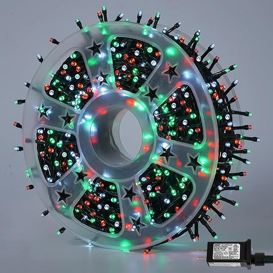 YEGUO 500 LED Grenn Wire Christmas Lights(Red White and Green)