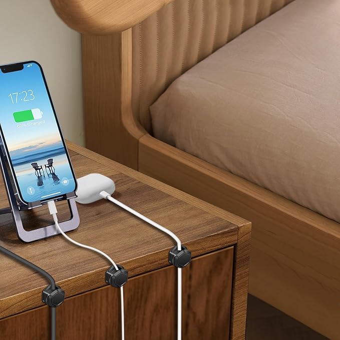 Cord Organiser, 20 Piece Magnetic Desktop Cord Clamp Management, Adjustable Cord Holder, Strong Bonding Cord Charger Holder for Home, Office, Car, Desk, Nightstand