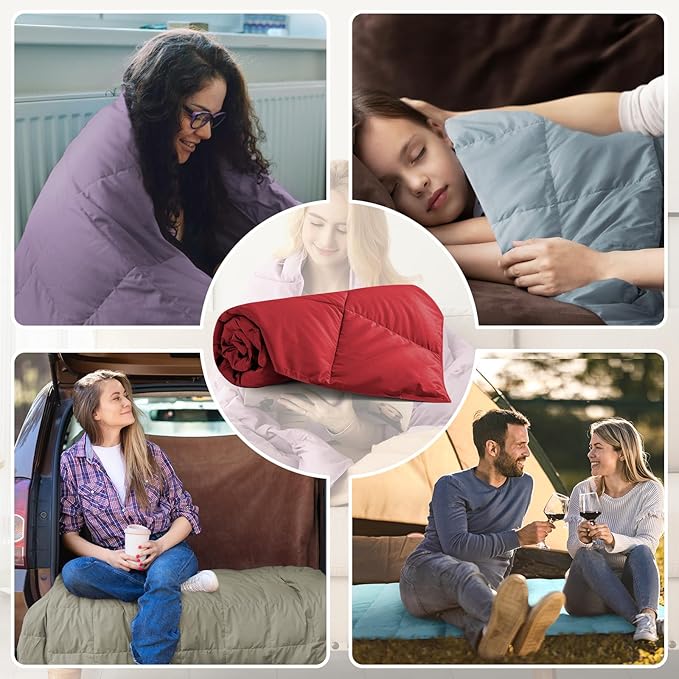 Peace nest Down Throw Blankets for Couch 50x70 Down Blanket for Indoor and Outdoor Throw Blanket use Soft Lightweight Throw Blanket Crimson