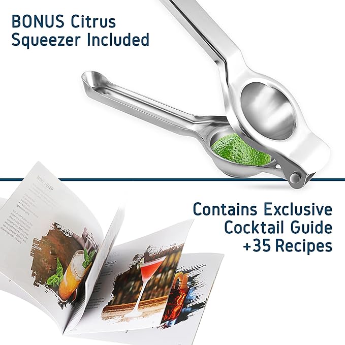 Bar Set Cocktail Shaker Set, Stainless Steel Mixology Bartender Kit, 16 Piece Cocktail Kit, Silver Cocktail Set, Bar Tools: 30oz Martini Shaker, Muddler, Bar Kit Cocktail Book, Jigger and Pourers