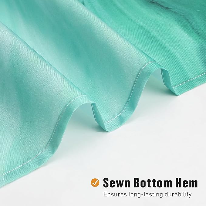MitoVilla Teal Blue Marble Shower Curtain, Abstract Ombre Fabric Shower Curtains for Modern Bathroom Decor, Turquoise Green Luxury Cloth Watercolor Shower Curtain, 72x72