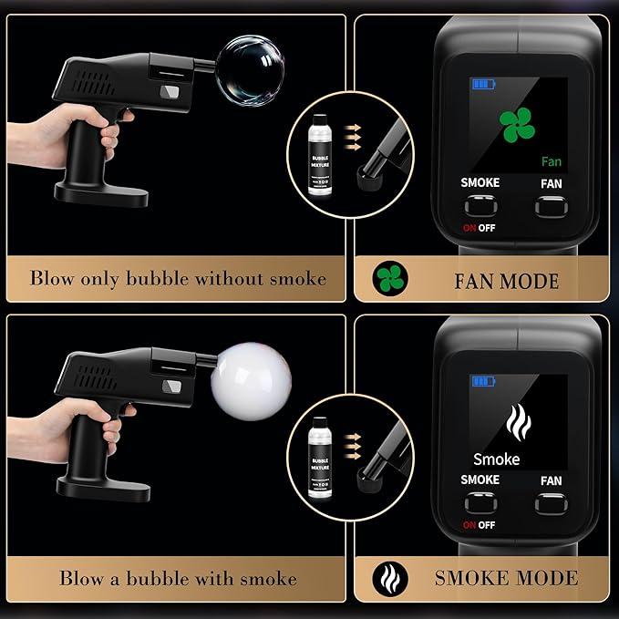 Electric Cocktail Smoking Bubble Gun, Includes 4 Flavour Aromas and Edible Bubbles, Suitable for Bar Party and Outdoor BBQ Gifts for Bartenders Dad Men Husband Boyfriend