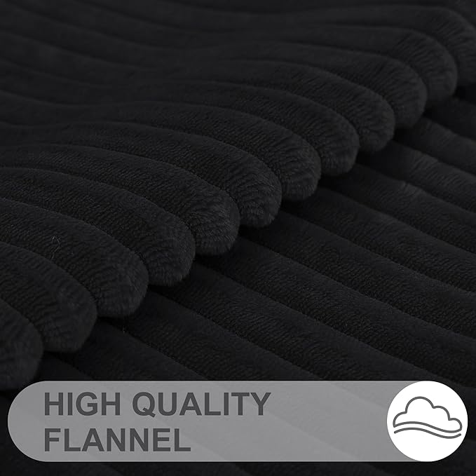 Simmore Decorative Fall Throw Pillow Covers 16x16 Set of 2, Soft Natural Plush Flannel Double-Sided Fluffy Couch Pillow Covers for Sofa Living Room, Black