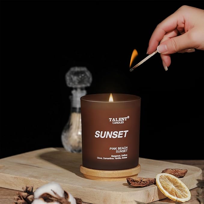 Candles for Home Scented, Natural Soy Wax, Scented Candle Stress Relief and Relaxation, Pink Beach Sunset, Medium Jar, Ideal for Home and Bedroom Decor
